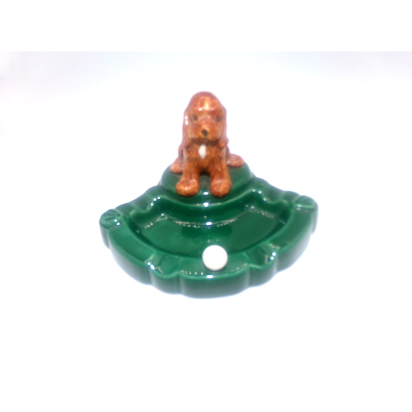 Vintage Ceramic Pointer Setter Retriever Hound Dog on Green Golf Green Ashtray - Picture 7 of 16